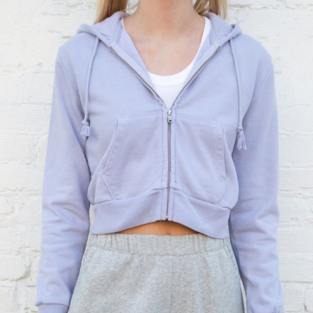 Baby blue brandy Melville cropped hoodie